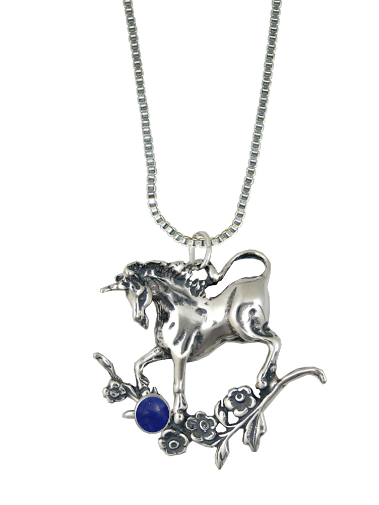 Sterling Silver Unicorn Pendant With Lapis Lazuli Sterling Silver Unicorn Pendant With Lapis Lazuli
